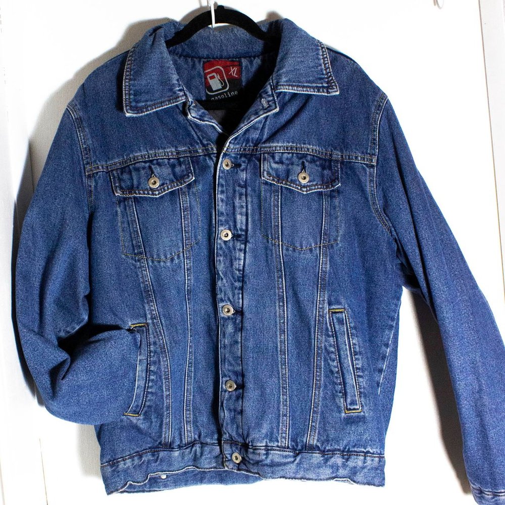 Vintage Denim Jacket Y2K Lined Jean Gasoline 00s 90s warm coat XL